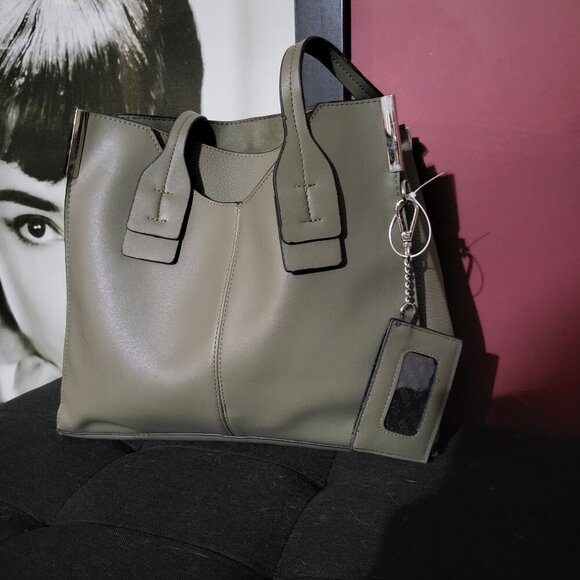 NWT STEVE MADDEN EXPANDABLE OLIVE GREEN SATCHEL PURSE - Picture 1 of 11